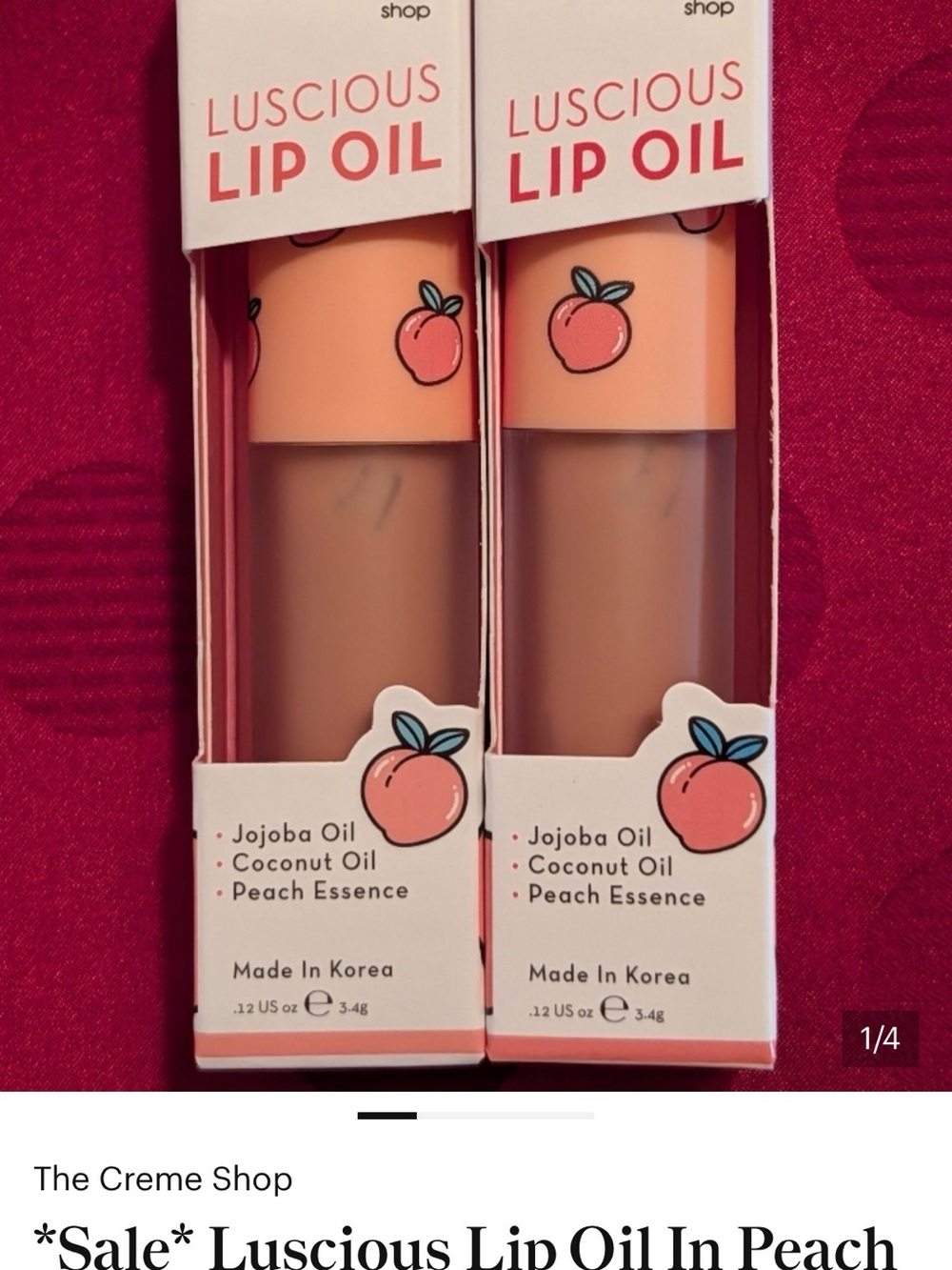 The Crème Shop Luscious Lip Oil — Peach Shine